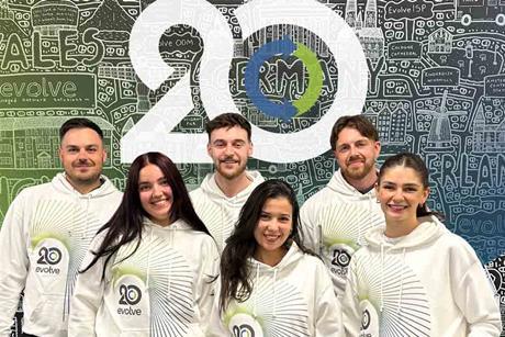 L-R-Evolve-employees-Matthew-Lee,-Georgia-English-Mather,-James-Shaw,-Chaima-Jebri,-Daniel-Ward-and-Constance-Smith