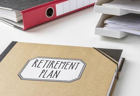 A folder with the label Retirement Plan