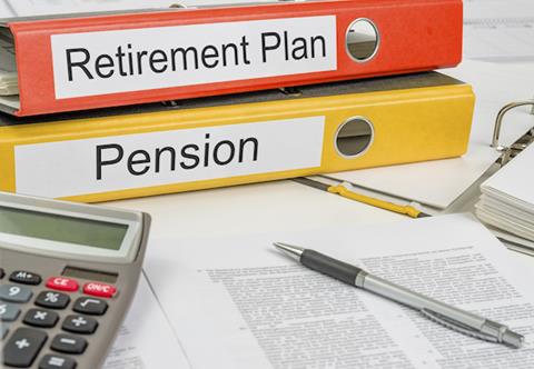 Folders with the label Retirement Plan and Pension