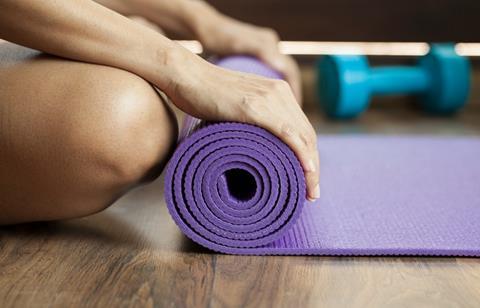 yoga mat in class