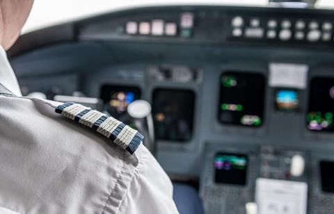 Pilot in cockpit