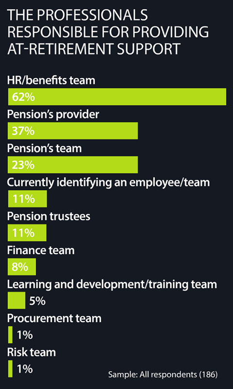 The professionals responsible for providing at-retirement support
