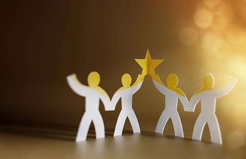 Successful,Teamwork,Concepts.,Paper,Cut,As,Group,Of,Worker,Raise