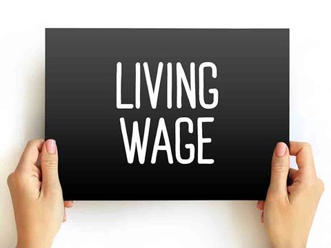 living wage sign